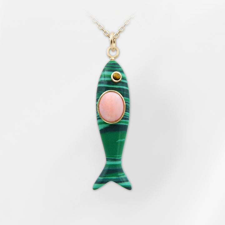 Nerida Fish Necklace · Malachite