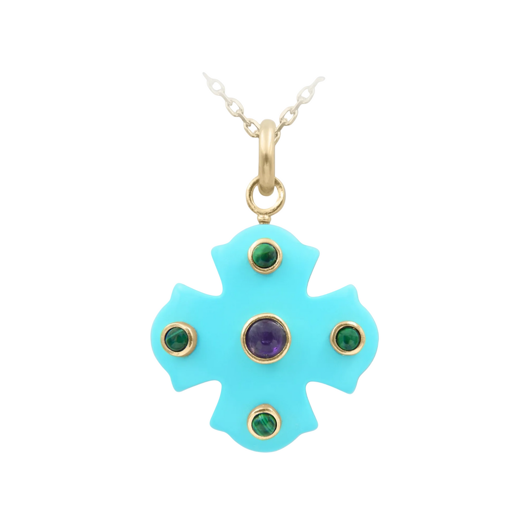 Phos Cross Necklace – Turquoise
