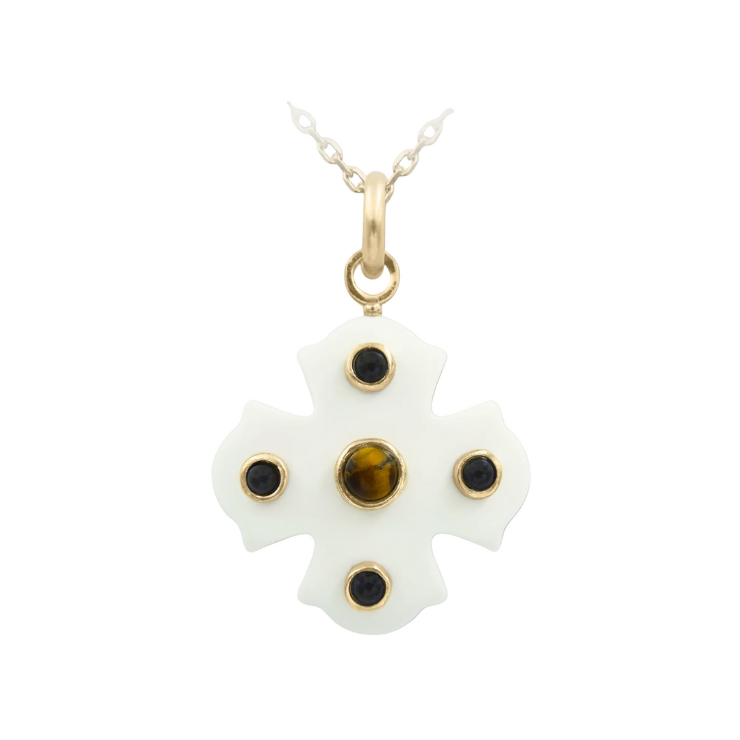 Phos Cross Necklace – White