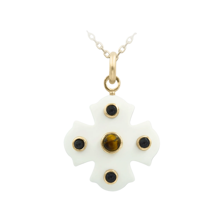 Phos Cross Necklace – White