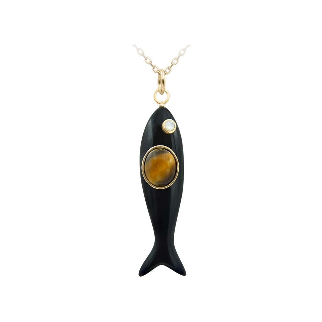 Nerida Fish Necklace · Black