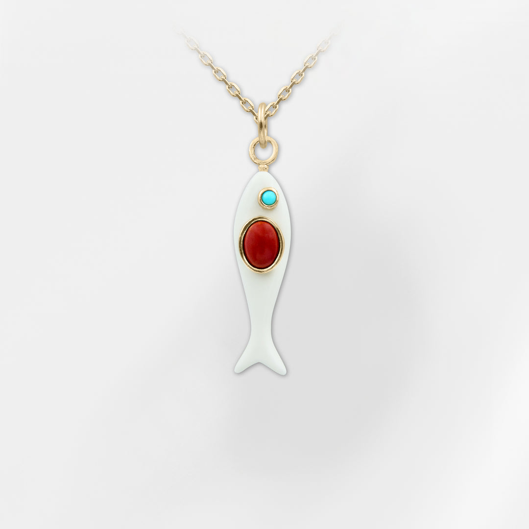 Marea Fish Necklace – Lapis & Turquoise