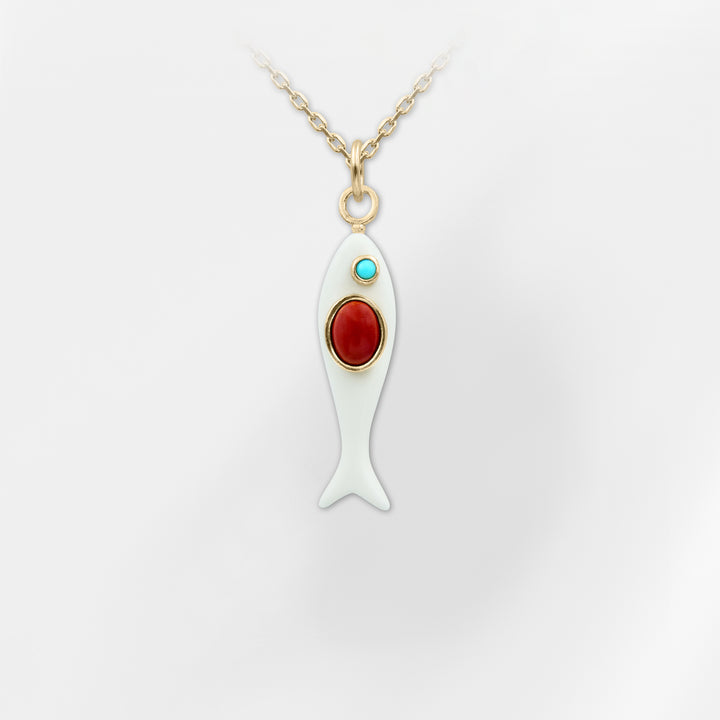 Marea Fish Necklace – Lapis & Turquoise