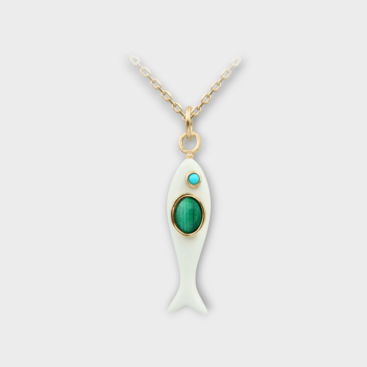 Marea Fish Necklace – Red & Lapis