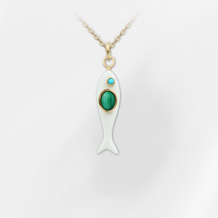 Marea Fish Necklace – Malachite & Turquoise