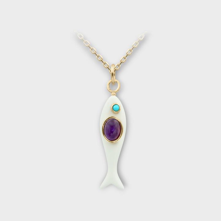 Marea Fish Necklace – Red & Lapis