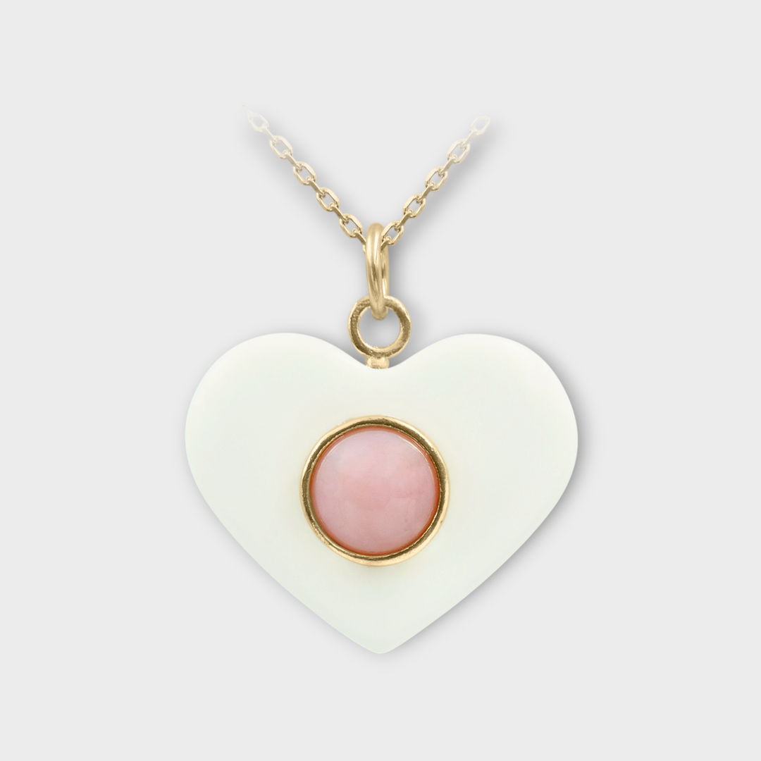 Amor Heart Necklace – White