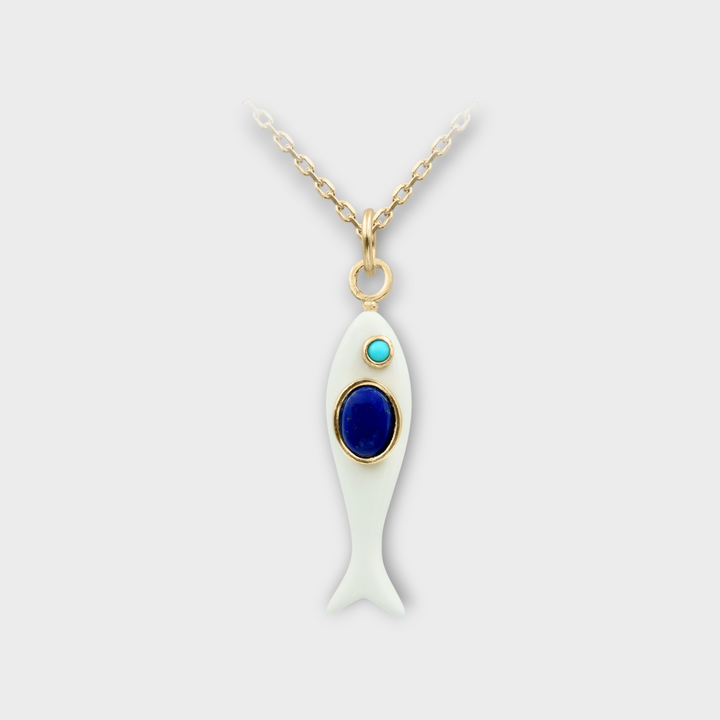 Marea Fish Necklace – Red & Lapis