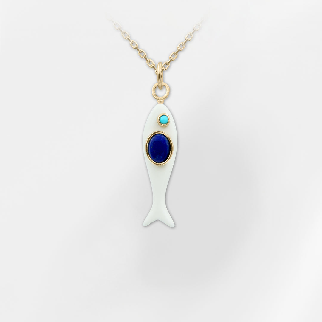 Marea Fish Necklace – Malachite & Turquoise