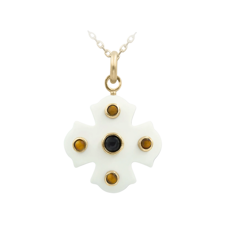 Phos Cross Necklace – White