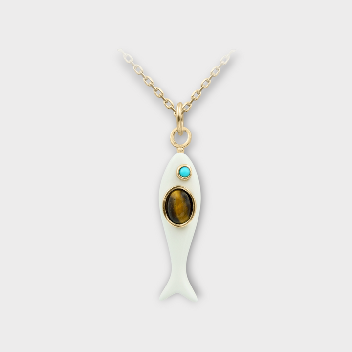 Marea Fish Necklace – Red & Lapis