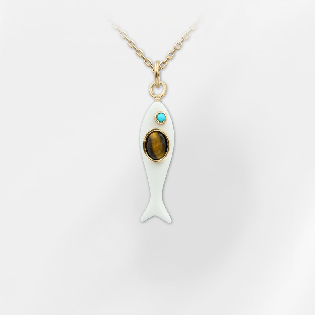 Marea Fish Necklace – Lapis & Turquoise