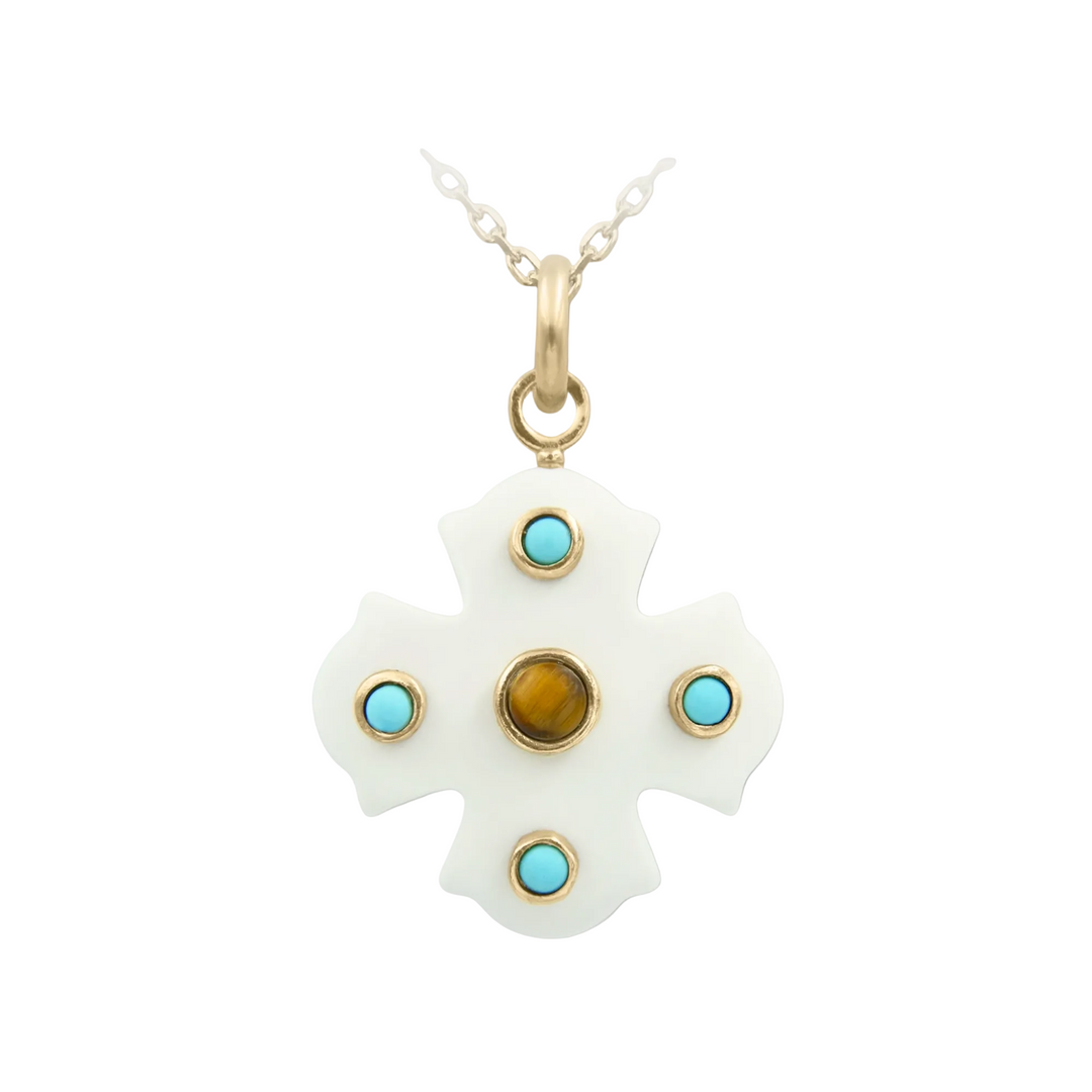 Phos Cross Necklace – White