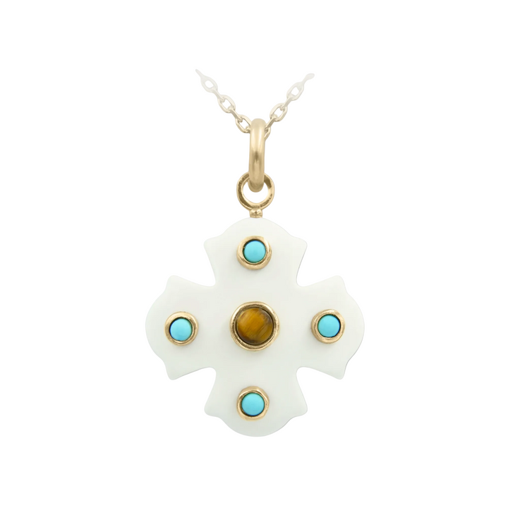 Phos Cross Necklace – White