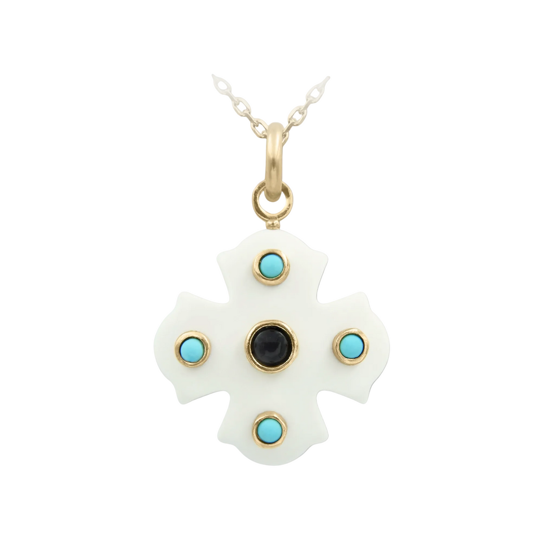 Phos Cross Necklace – White