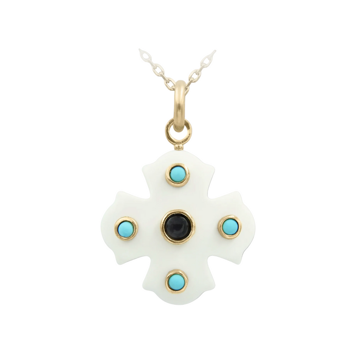 Phos Cross Necklace – White