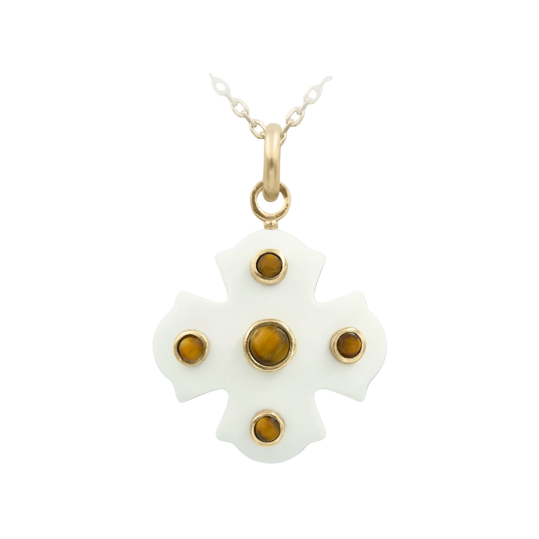 Phos Cross Necklace – White