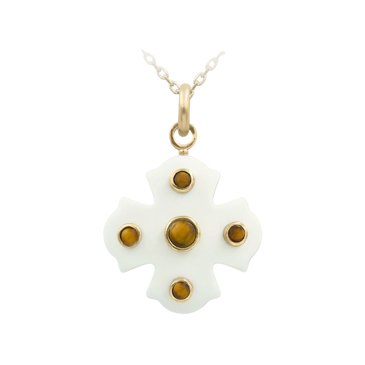 Phos Cross Necklace – White