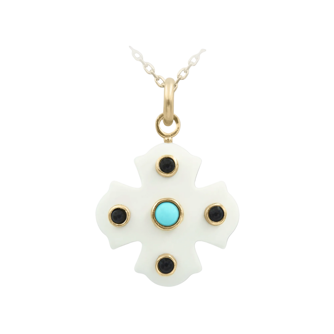 Phos Cross Necklace – White