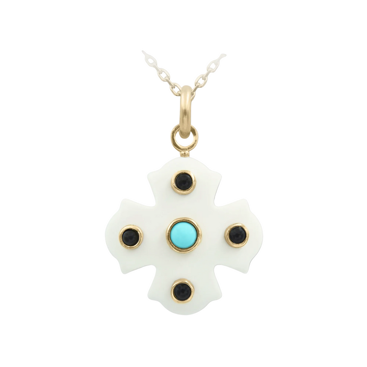 Phos Cross Necklace – White