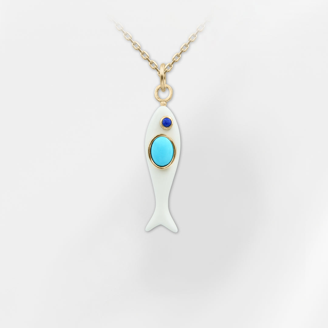 Marea Fish Necklace – Lapis & Turquoise