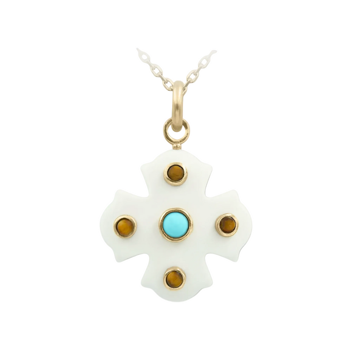 Phos Cross Necklace – White