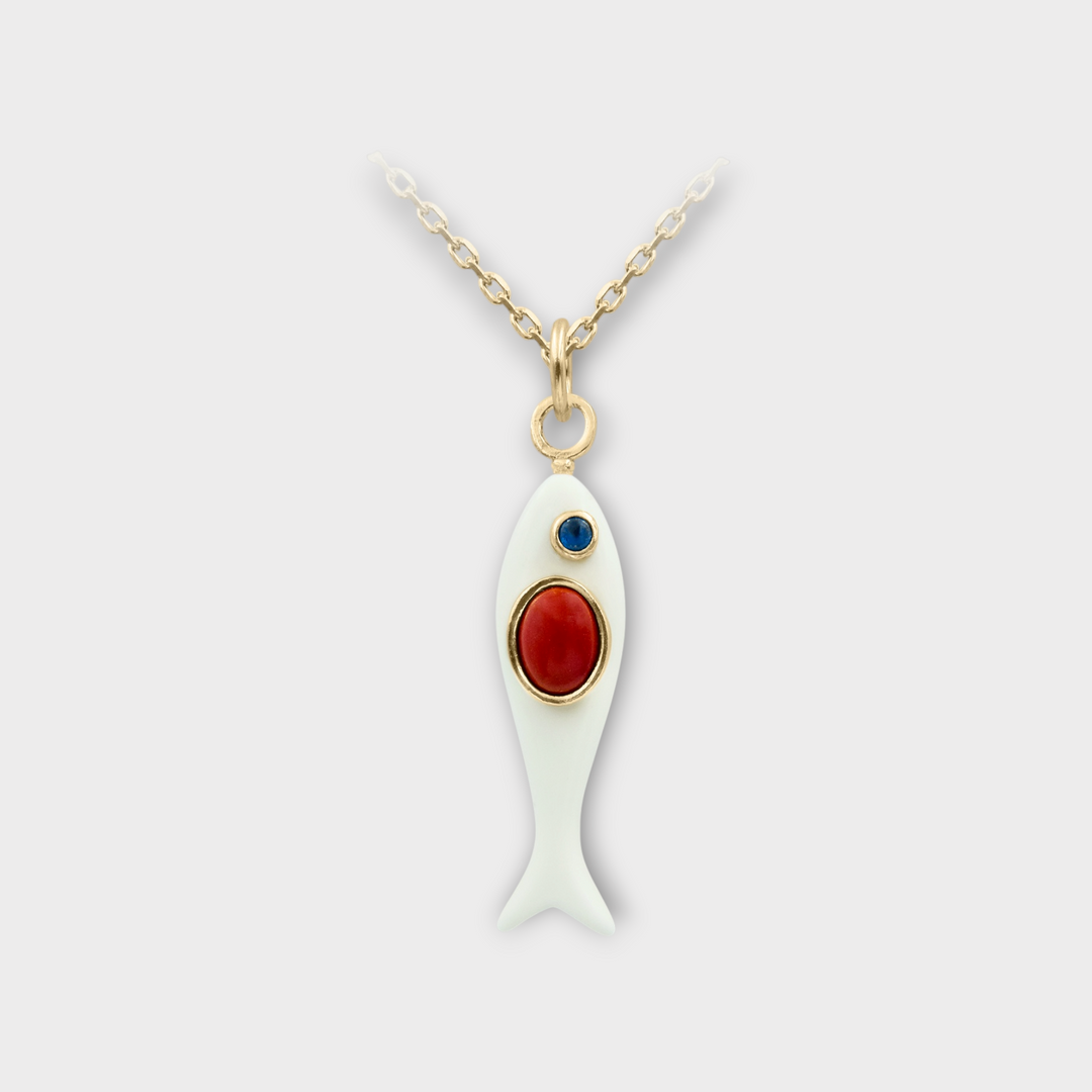 Marea Fish Necklace – Red & Lapis