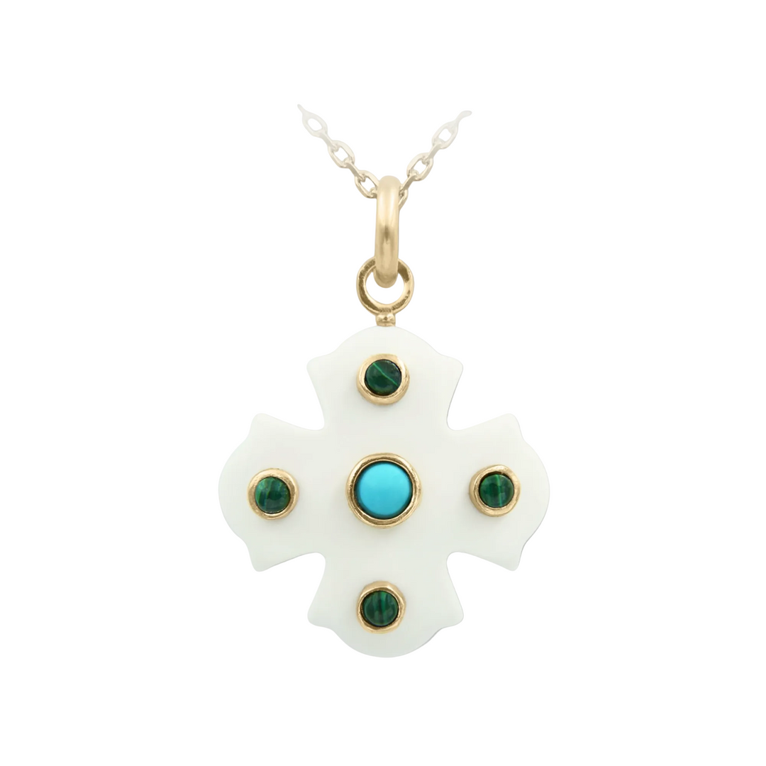 Phos Cross Necklace – White
