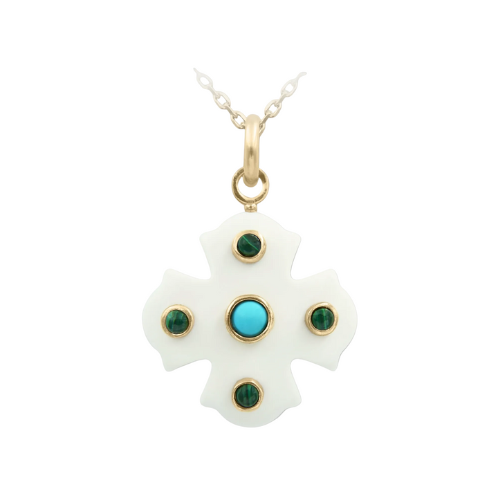Phos Cross Necklace – White