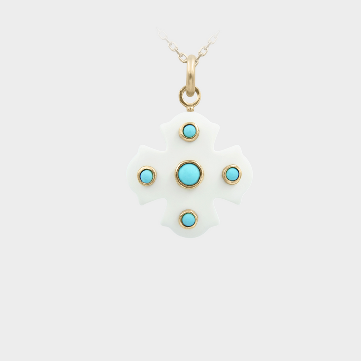 Phos Cross Necklace – White