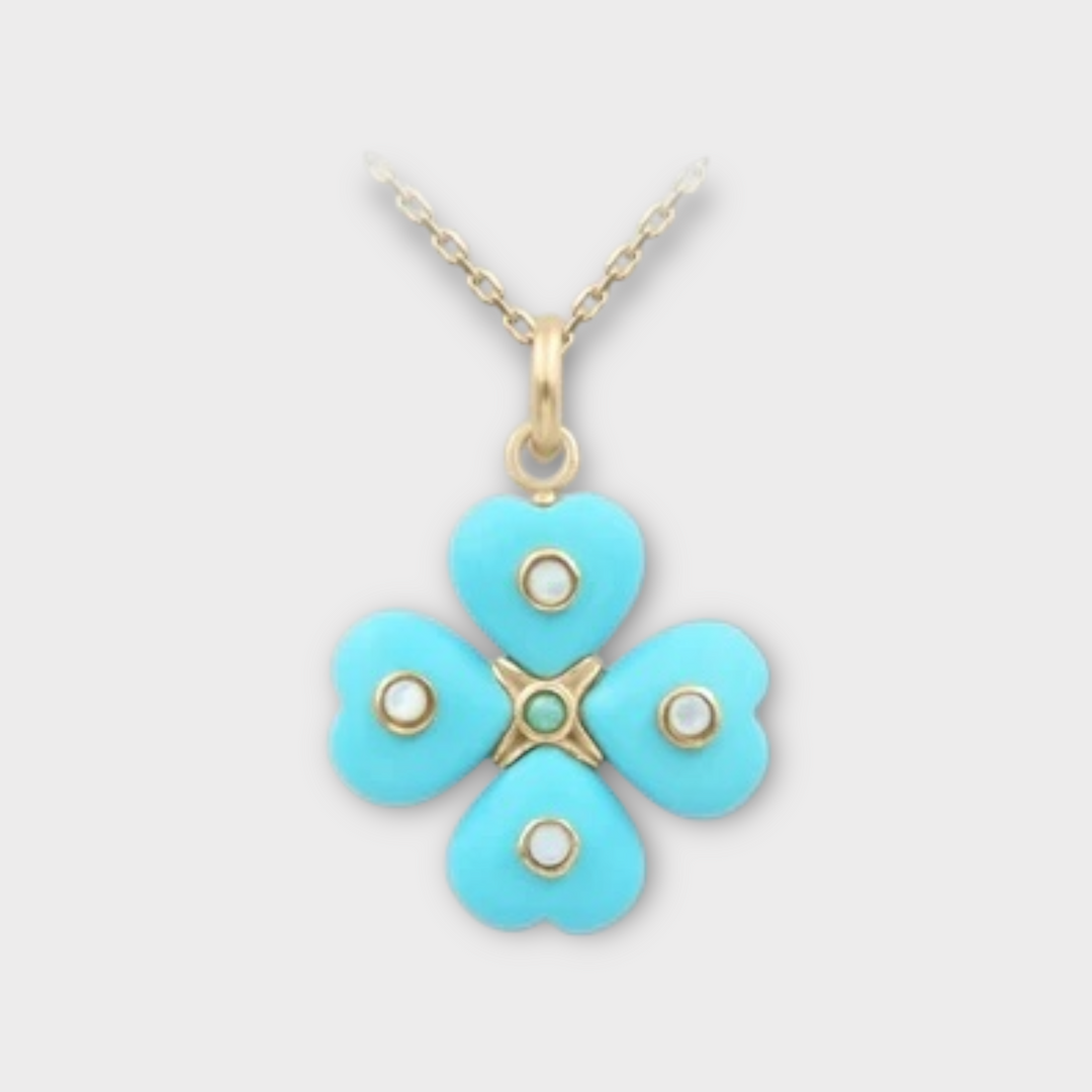 Kleos Clover Necklace – Turquoise - Helen Georgio
