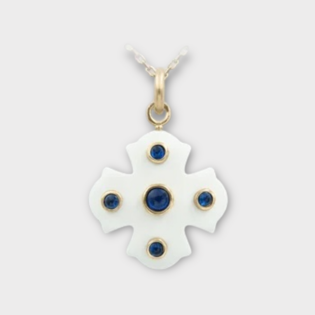 Phos Cross Necklace – White - Helen Georgio