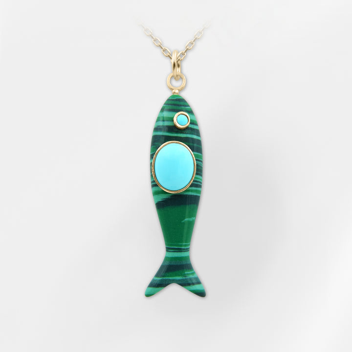 Nerida Fish Necklace · Malachite