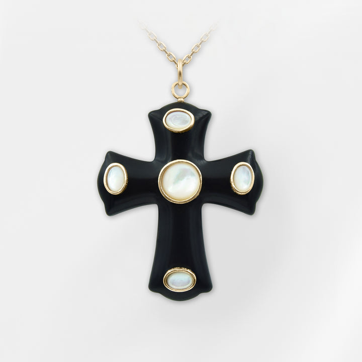 Constantine Cross Necklace · Black Onyx - Mother of Pearl