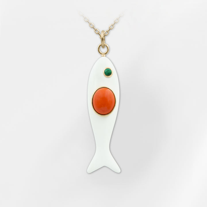 Nerida Fish Necklace · White