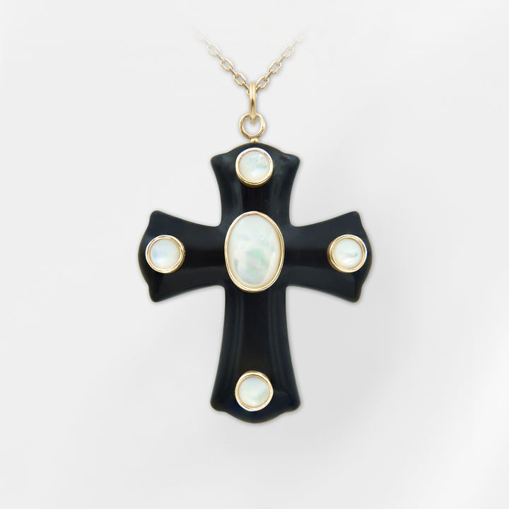 Constantine Cross Necklace · Black Onyx - Mother of Pearl