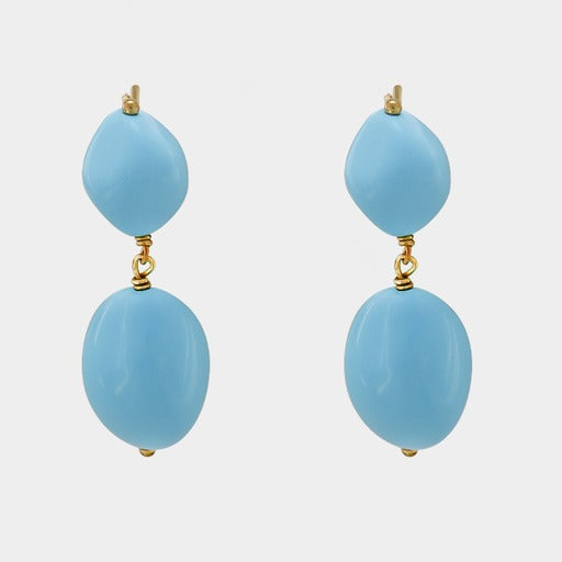 9k Gold and Turquoise Drop Earrings
