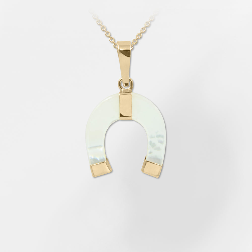 Hermes, 14K Gold Mother of Pearl Horseshoe Charm - Helen Georgio