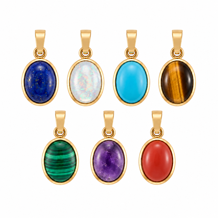 Leda Oval Gemstone Pendant