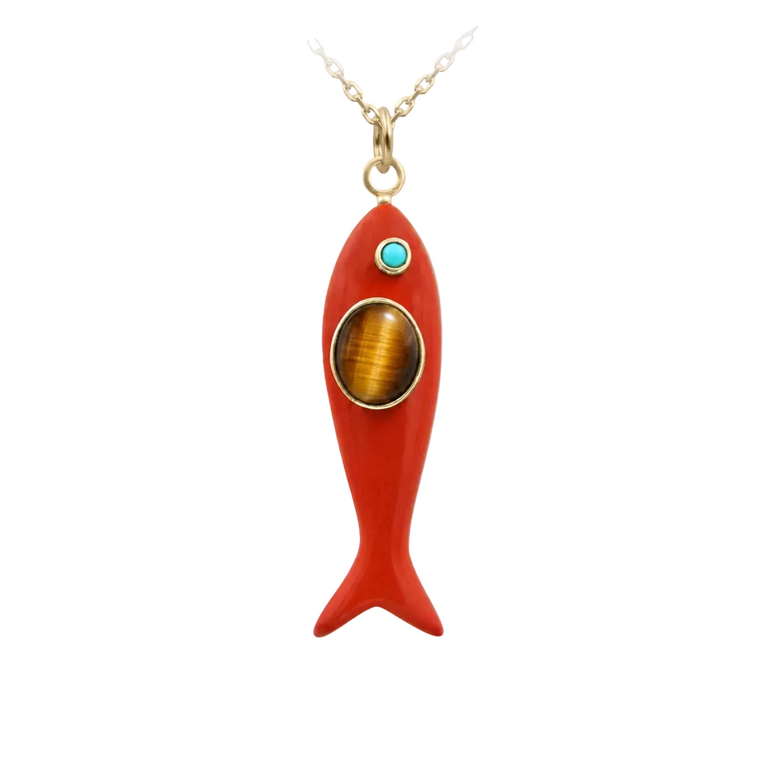 Nerida Fish Necklace · Red