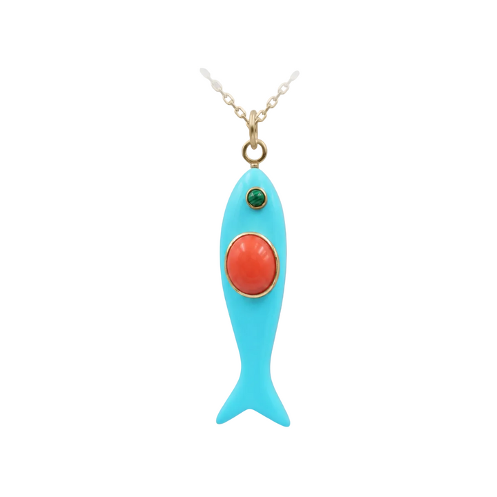 Nerida Fish Necklace · Turquoise