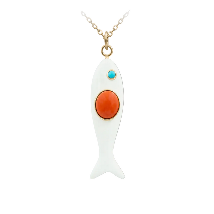 Nerida Fish Necklace · White