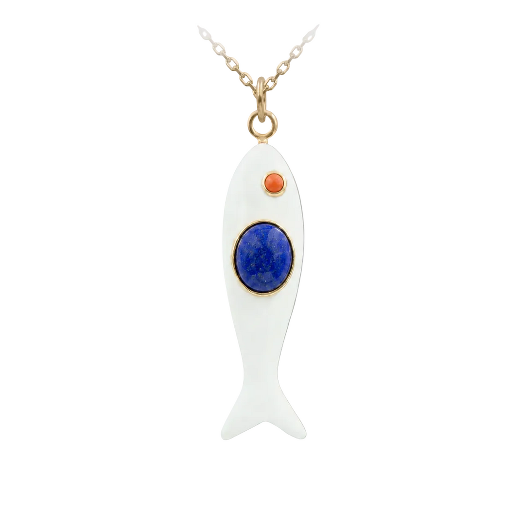 Nerida Fish Necklace · White