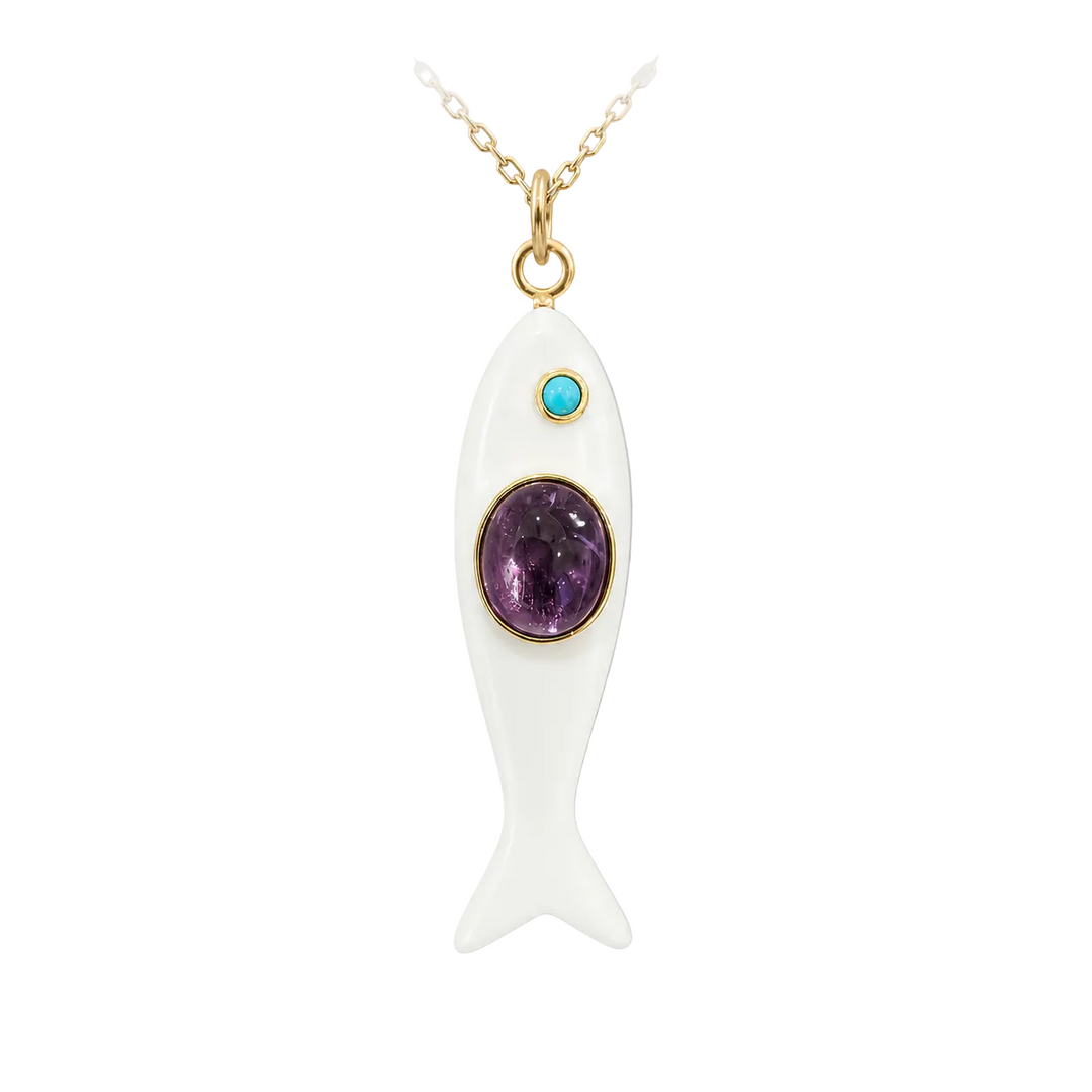 Nerida Fish Necklace · White