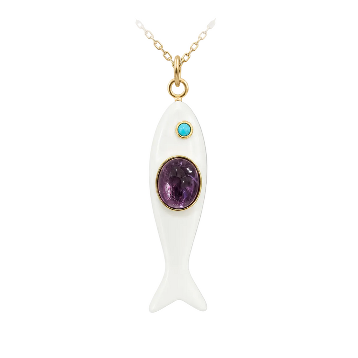 Nerida Fish Necklace · White