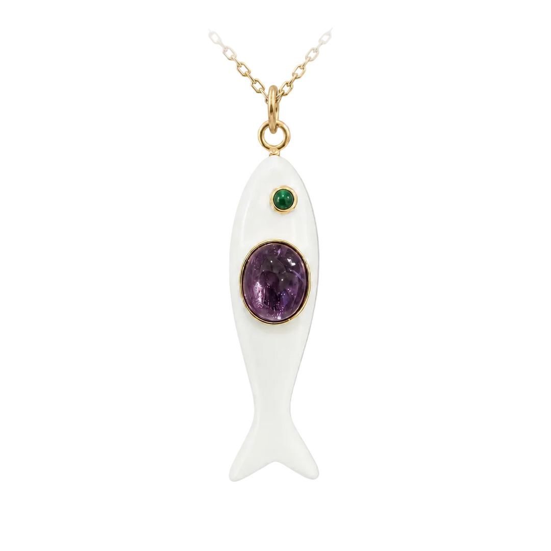 Nerida Fish Necklace · White