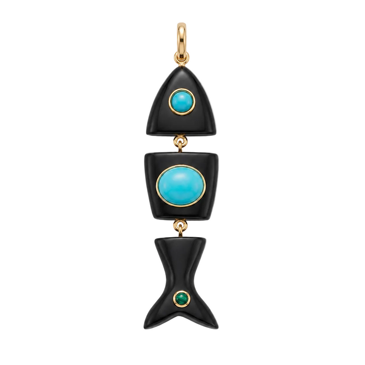 Kyra Fish Necklace · Black Onyx – Turquoise – Amazonite – Malachite