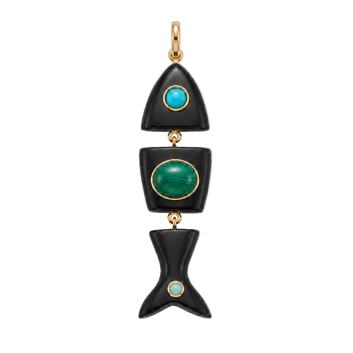 Kyra Fish Necklace · Black Onyx – Turquoise – Amazonite – Malachite
