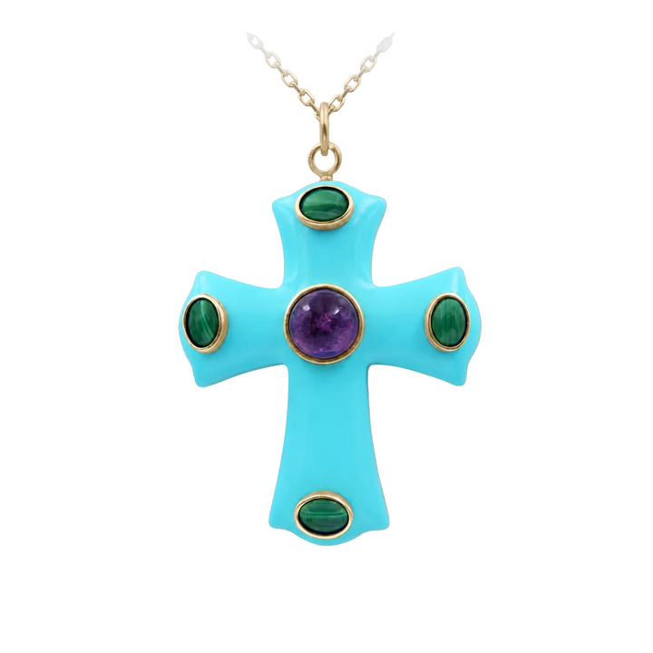 Constantine Cross Necklace · Turquoise