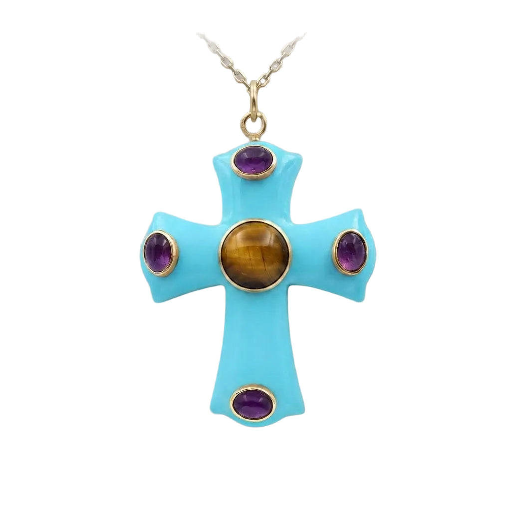 Constantine Cross Necklace · Turquoise